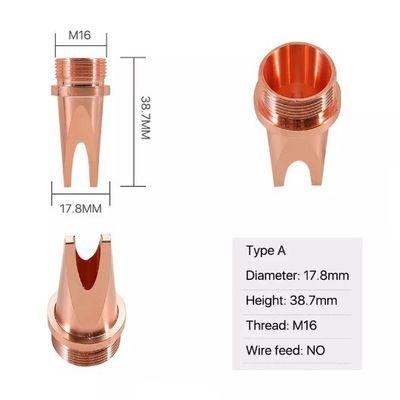 ISO M16 Głowica do spawania laserowego Średnica dyszy 17,8 mm Wysokość 38,7 mm